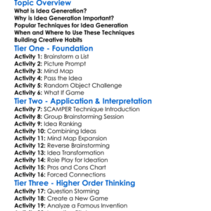 Idea Generation Techniques Worksheet Activity Booklet