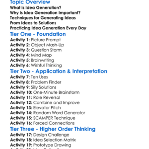 Idea Generation Worksheet Activity Booklet