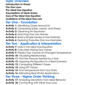 Ideal Gas Equation Worksheet Activity Booklet