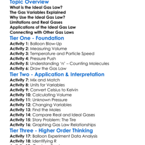Ideal Gas Law Worksheet Activity Booklet