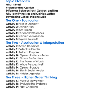 Identifying Bias And Opinion Worksheet Activity Booklet