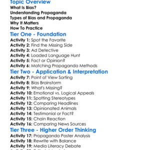 Identifying Bias And Propaganda Worksheet Activity Booklet