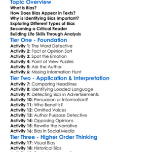 Identifying Bias In Texts Worksheet Activity Booklet