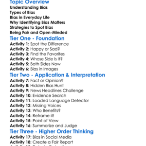 Identifying Bias Worksheet Activity Booklet