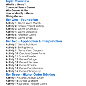 Identifying Genres Worksheet Activity Booklet