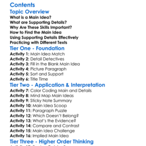 Identifying Main Idea And Supporting Details Worksheet Activity Booklet