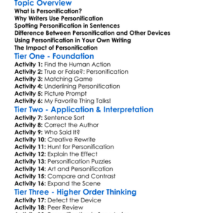Identifying Personification Worksheet Activity Booklet