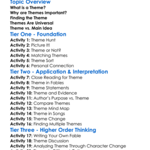 Identifying Theme Worksheet Activity Booklet
