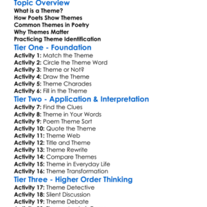 Identifying Themes In Poetry Worksheet Activity Booklet