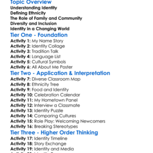 Identity And Ethnicity Worksheet Activity Booklet