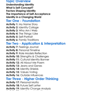 Identity And Self-Concept Worksheet Activity Booklet