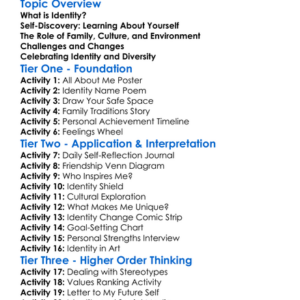 Identity And Self-Discovery Worksheet Activity Booklet