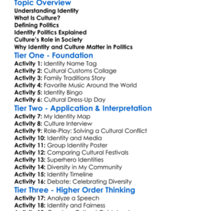 Identity Politics And Culture Worksheet Activity Booklet