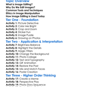 Image Editing And Manipulation Worksheet Activity Booklet