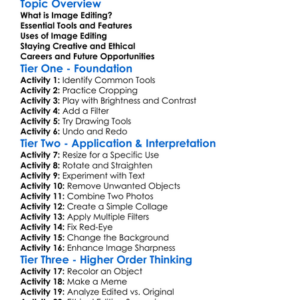 Image Editing Fundamentals Worksheet Activity Booklet