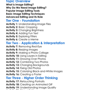 Image Editing Worksheet Activity Booklet