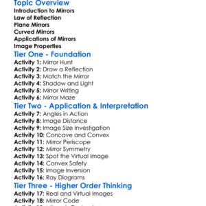 Image Formation By Mirrors Worksheet Activity Booklet
