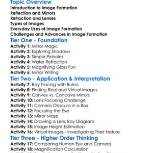 Image Formation Worksheet Activity Booklet