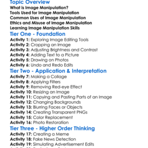 Image Manipulation Worksheet Activity Booklet