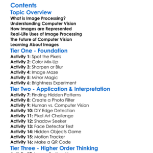 Image Processing And Computer Vision Worksheet Activity Booklet