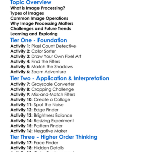 Image Processing Basics Worksheet Activity Booklet