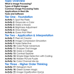 Image Processing Fundamentals Worksheet Activity Booklet