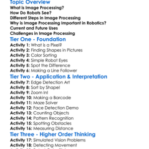 Image Processing In Robotics Worksheet Activity Booklet