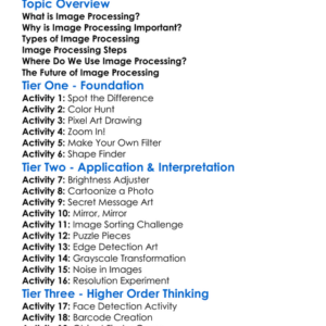 Image Processing Worksheet Activity Booklet