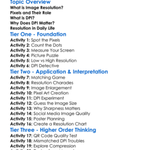 Image Resolution And Dpi Worksheet Activity Booklet