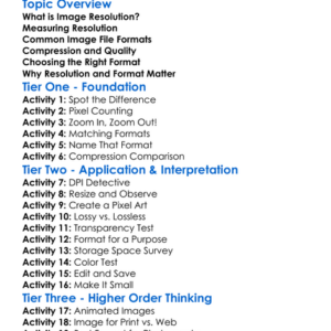 Image Resolution And File Formats Worksheet Activity Booklet