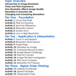 Image Resolution Worksheet Activity Booklet