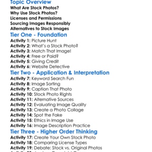 Image Sourcing And Stock Photos Worksheet Activity Booklet