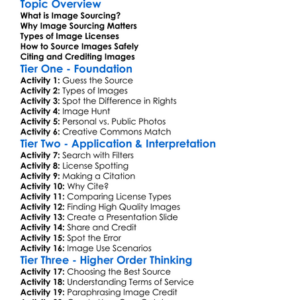 Image Sourcing Worksheet Activity Booklet