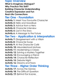 Imaginary Dialogue With Characters Worksheet Activity Booklet