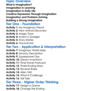 Imagination Worksheet Activity Booklet