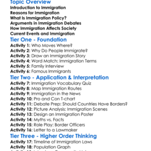 Immigration Policy Debates Worksheet Activity Booklet