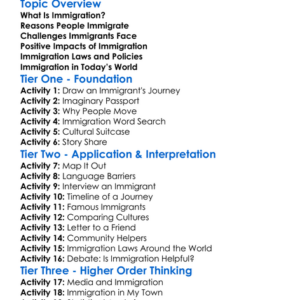 Immigration Worksheet Activity Booklet
