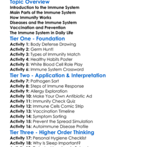 Immune System And Disease Worksheet Activity Booklet
