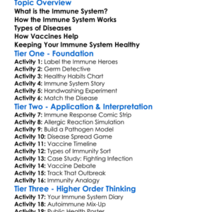Immune System And Diseases Worksheet Activity Booklet