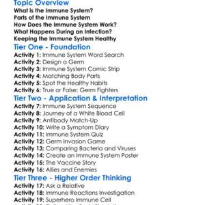 Immune System Basics Worksheet Activity Booklet