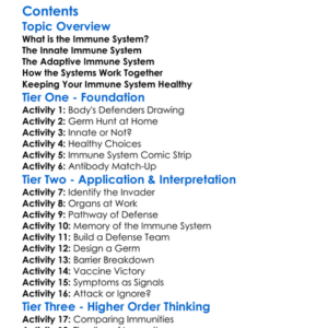 Immune System Innate And Adaptive Worksheet Activity Booklet