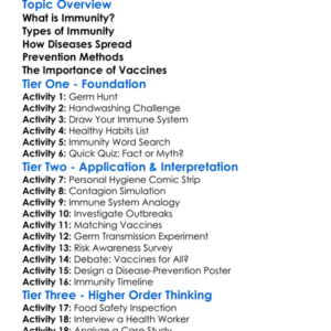 Immunity And Disease Prevention Worksheet Activity Booklet