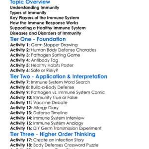 Immunity And The Immune Response Worksheet Activity Booklet