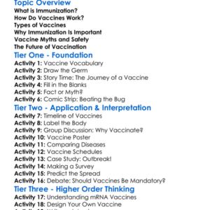 Immunization And Vaccinations Worksheet Activity Booklet
