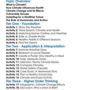 Impact Of Climate On Health Worksheet Activity Booklet