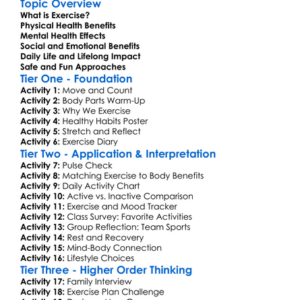 Impact Of Exercise On Health Worksheet Activity Booklet