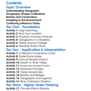 Impact Of Geography On Civilizations Worksheet Activity Booklet