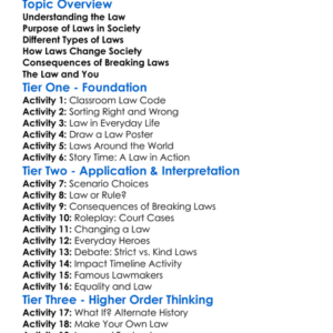 Impact Of Law On Society Worksheet Activity Booklet
