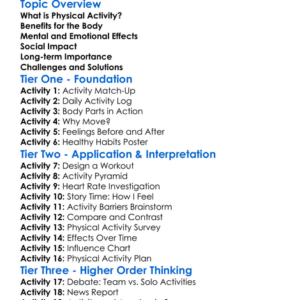 Impact Of Physical Activity Worksheet Activity Booklet