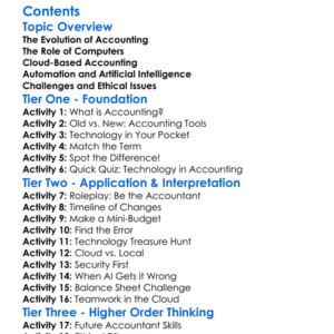 Impact Of Technology On Accounting Worksheet Activity Booklet